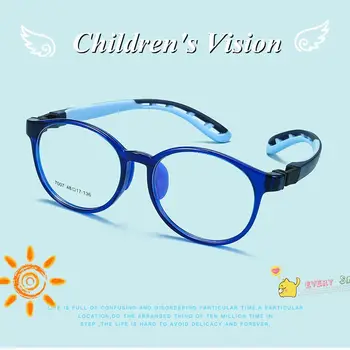 48-17-136 Силиконови Кръгли Детски Очила, Оптични Очила, Детски Прозрачни Лещи, Компютърни Очила За Момчета и Момичета, очила, Очила