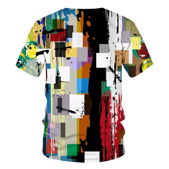 Лятна Тениска Оверсайз, Нова Многоцветен Тениска С 3D Графичен Принтом, Потници За Мъже И Жени, Графити, абстрактен художествен модел, Модни Градинска Облекло