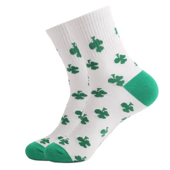 2021 Нови Модни Дамски Чорапи с Четири Листа Детелина, Празнични Мъжки Памучни Чорапи на Райета, най-Високо Качество, Директно доставка
