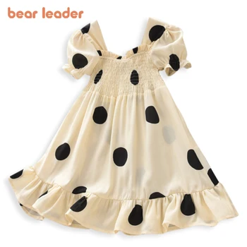Bear Leader/ Модно Рокля на точки за момичета, Новост 2022 г., Лятна Рокля на Принцеса, Детски Празничен Костюм, с пищни ръкави, детско Празнично рокля от 2 до 7 години