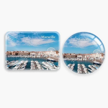 Пристанището на Марсилия Френски Магнит За Хладилник Спомен За Пътуване По Света стъклен Хладилник Магнитни Стикери Начало Декор Туристически подарък