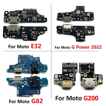 НОВ USB Порт За Зареждане Конектор Заплата Гъвкав Кабел Конектор Микрофон резервни Части За Motorola Moto G200 E32 G82 G Power 2022 Бързо Зареждане