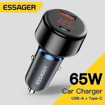 Essager 65 W Зарядно за Кола USB C QC3.0 4,0 PD3.0 Зарядно За Телефон, Зарядно Устройство за Бързо Зареждане За iPhone14 13 Samsung Xiaomi Бързо зареждане