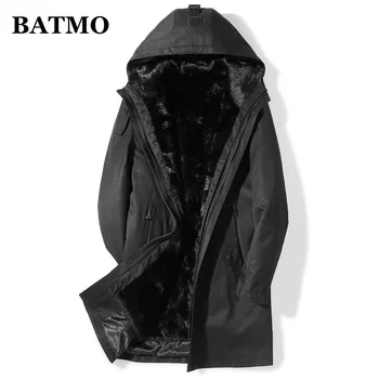 BATMO 2022, ново записване, зимни мъжки якета с качулка от естествена кожа на норка, топли мъжки паркове, Палто размер М-4XL PDD23