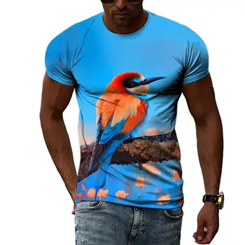 Летни Модни Тениски С Изображение на Животни И Птици За Мъже, Ежедневни тениски С 3D Принтом, Хип-Хоп, Harajuku, Индивидуалност, през Цялата Деколте, Къс Ръкав, Топ