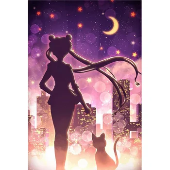 KAMY YI САМ 5D Японското Аниме Sailor Moon Сладко Момиче Диамантена Живопис Комплекти За Бродерия на Кръстат Бод Изкуство Мозайка Бормашина Начало Декор