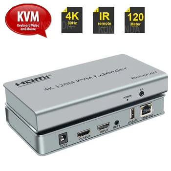 4 КЪМ HDMI KVM Разклонител 120 М чрез rj-45 Ethernet Кабел HDMI USB KVM Трансмитер, HDMI, USB удължителен кабел USB Мишка Клавиатура Extensio