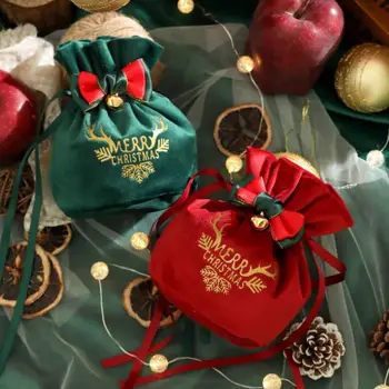 Креативен Коледен Подаръчен Пакет Коледа Ябълка Кадифена Торбичка Кутия Бонбони В Навечерието На Коледа Коледни Плодове Байковый Пакет Устата Чанта