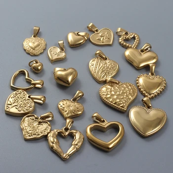 СОНЕТ Мода Прост Стил Златен Цвят Висулки във Формата На Сърце Медальони От Неръждаема Стомана За Направата на Огърлици, Аксесоари Дамски Бижута Подаръци