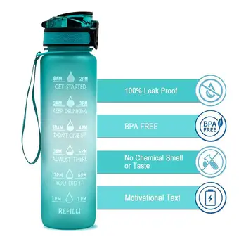 Материал за спорт на открито, Защита на околната среда, Нетоксичная Капак за бутилки с вода с обем 1 л, с Напомняне за времето за пиене