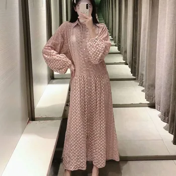  2022 Модно дамско ново отворено рокля с бродерия със средна дължина, с Къдри 