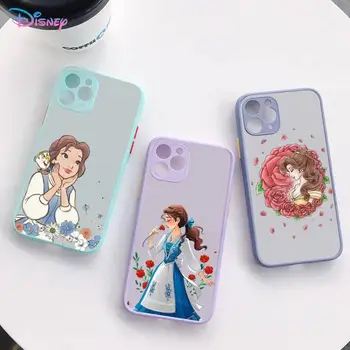 Калъф за телефон Disney Princess Belle за iPhone X XR XS 7 8 Plus 11 12 13 pro MAX 13mini Прозрачен Матиран Калъф