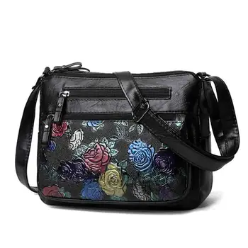 Луксозни Дамски Чанти-незабавни посланици от Мека Кожа, Чанти и Портмонета с Цветя, многокарманная Чанта През Рамо за Майките, Жените Bag-чанта 2022, Новост