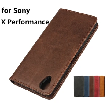 Кожен калъф За Sony Xperia X Performance F8132 Флип калъф държач за карти Кобур Калъф С магнитно притегателен Портфейл Калъф за Носене