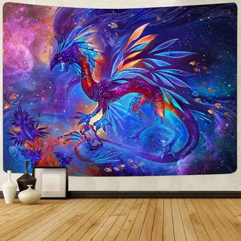 Simsant Trippy Горски Гоблен Цветна Galaxy Дракон Изкуство Стенни Гоблени за Хола Спални Домашен Декор на Хотел