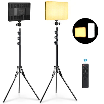 Led Панел за Видео 2700 K-5700 k онлайн Излъчване, Светлина За фото студио, Лампа с Дистанционно Управление, Осветление За Снимане Със Статив Plug EU
