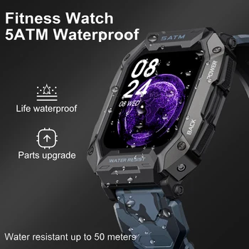 LIGE Bluetooth Smartwatch Мъжки 5ATM Водоустойчив за Плуване Смарт Часовници Монитор на Сърдечната Честота Улични Тактически Спортни Часовници Часовници