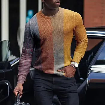 Полезен Мъжки Пуловер Модерен Задържащ Топлината Градинска Облекло Ярък Цветен Мъжки Пуловер Пуловер