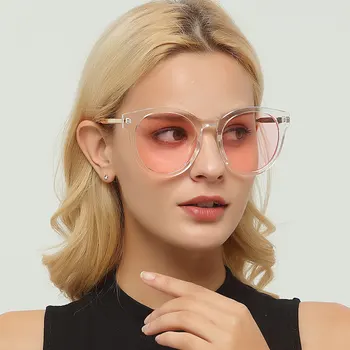 LONSY Модни Големи Кръгли Слънчеви Очила Дамски Ретро Розови Очила За Момичета lunettes Femme De Sol