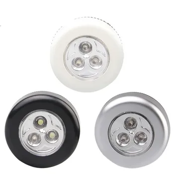 3 LED Шкаф Под Шкаф Лампа AAA Батерии Безжичен Сензорен Прекъсвач с Кухненски Стенен Авто нощна светлина за Автомобилен Багажник Външен Инструмент