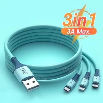 3 в 1 USB Кабел 3A Бързо Зареждане C USB Кабел За iPhone 14 13 12 Pro Max Xiaomi 12 11 Huawei Samsung кабел за зареждане Кабел За Мобилен телефон