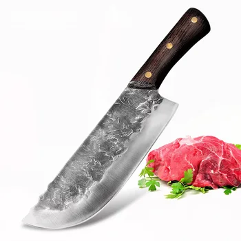 Ръчно Изкован Кухненски Нож Касапин За Рязане На Месо Секира Китайски Пълен Танг Дръжка Прибори Остър Нож За Нарязване На Универсален Нож