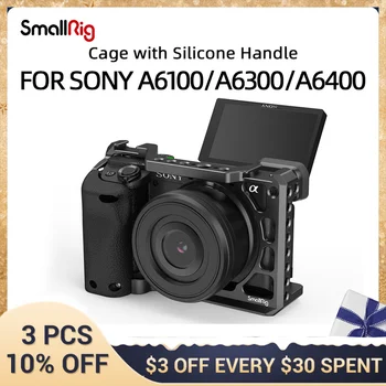 Клетка за камера SmallRig DSLR sony a6400 със силиконова дръжка и студена башмаком за фотоапарат Sony A6100 / A6300 / A6400 3164