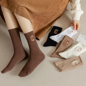 Есенно-зимни Нови дамски Памучни чорапи с буквата 