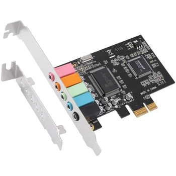 Звукова карта PCIe 5.1, PCI Express Surround Card 3D Стерео Аудио с висока производителност на звука, Звуковата карта от PC CMI8738 Чип