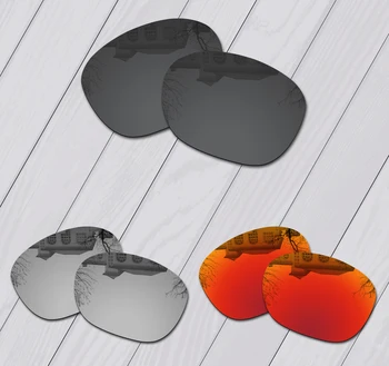 E. O. S 3 Чифта Черни, Цветни и Огнено-червени Поляризирани сменяеми Лещи за Слънчеви Очила Oakley Garage Rock OO9175