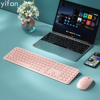 Безжична Комбинирана клавиатура и мишка, клавиатура в пълен размер с кръгли бутони за настолни компютри / лаптопи / КОМПЮТРИ с Windows