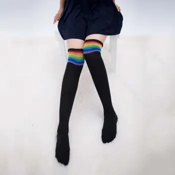 Сладък секси чорапи за момичета, Женствена Рокля-тръба в Розово райе За Момичета, Над Коляното, Високи Чорапи за cosplay до бедрата дамски чорапи 2021