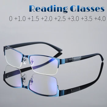 Ретро Очила Качествени Мъжки и дамски Очила за четене Бизнес Офис Прости Класически Квадратни Анти-сини Очила с Диоптър + 1,0-4,0