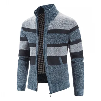 Нов Мъжки Пуловер В Стил Мозайка, Топло Трико С Цип, Жилетка, Ежедневни Връхни Дрехи