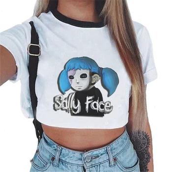 2019 Лятна Мода Harajuku Сали Грижи За кожата на Лицето Съкратен Топ Графичен Тениски За Момичета За Жени Реколта Tumblr Облекло Бяла Тениска Къс Ръкав