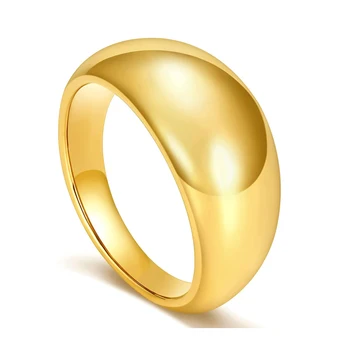 Kolmnsta 18 кг позлатените пръстен от неръждаема Стомана, Подходящ за Жени, Момичета, Гъст Купольное пръстен, Полагане на Годежен Пръстен, Пръстен Минималистичное