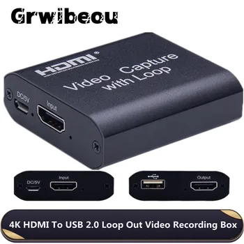 Grwibeou HDMI Карта видео заснемане, HDMI, USB 2.0 Такса за Видеозапис 1080P, 4K Запис на играта на живо Излъчването на Предавания на ТЕЛЕВИЗИЯ Локална Линия
