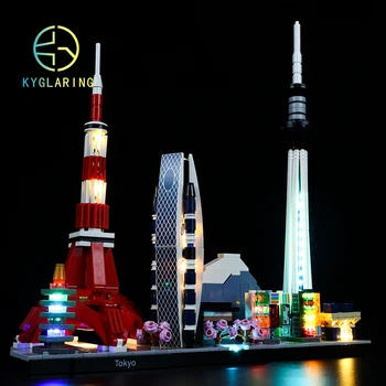 Kyglaring Led Комплект за осветление САМ Играчки за архитектура 21051 Tokyo Skyline Building Blocks