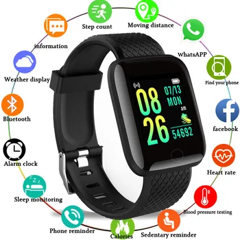 Смарт Часовник С Bluetooth Връзка, За Мъже И Жени, Фитнес Тракер, Спорт Цифрови Часовници, Електронни D13 116Plus, Умни Часовници За IOS и Android
