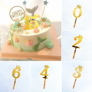 Номер На Тортата Topper Короната 1 2 3 4 5 6 Цифрови Топперы За Кексчета За Рожден Ден Торта Обстановка Сватба Детски Душ Десерт Декор