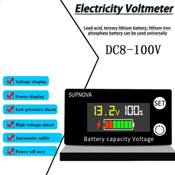 3 Модели 6133A DC8-100V Индикатор за капацитет на батерията Цифров Измерител на електрическо напрежение на Оловно-киселинната Литиева Волтметър LiFePO4