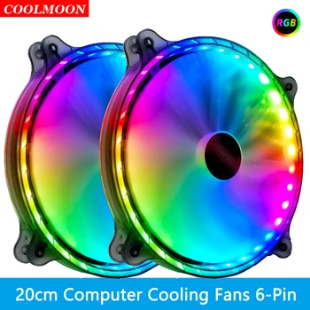 Coolmoon 20 см 6Pin RGB Вентилатори за Охлаждане САМ Калъф За PC Аксесоари Компютърно Шаси Cooler Поддръжка на Дистанционно Управление 200 мм Радиатор