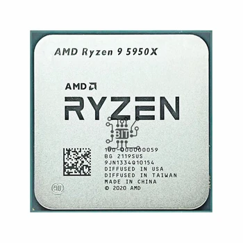 AMD Ryzen 9 5950X R9 5950X 3,4 Ghz 16 ядра 32 поток Процесор на 7 НМ L3 = 64 М 100-000000059 Гнездо AM4 БЕЗ ВЕНТИЛАТОР