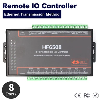 8 Пристанища RS485 Сериен до Ethernet, Дистанционно управление от страна на Сървъра Конвертор 8 DI 8 DO 8 Начин на i/O Modbus Мрежово Устройство HF6508