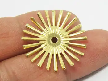 20pcs Месингови обеци, висулки, във формата на Слънце 25,5x2,5 мм Непреработени медни цветни висулки-R820