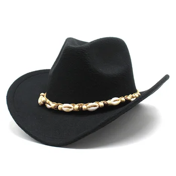 Зимна вълна ковбойская шапка джаз шапка фетровая шапка унисекс фетровая шапка черна широка периферия шапка дамски модни шапка западен каубой