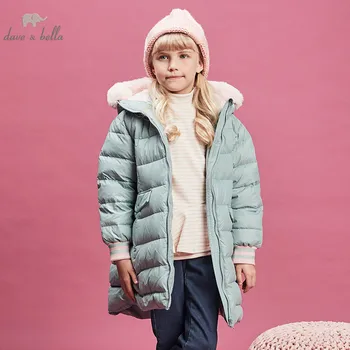 DBK11193 дейв bella/ зимна naka яке за малки момичета, детски пуховое стеганое палто, детска горна дреха с качулка и голям кожа