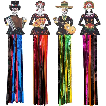 1бр Хелоуин Декоративен Подпори Мексиканския Ден на Мъртвите Флаг, Висящи На Открито, Висящи Верандата Знак на Хелоуин добре дошли Знаци Начало Декор