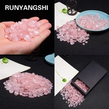 500 г Натурален розов кварцов кристал мини-рок минерален образец изцеление може да се използва за аквариум камък декорация на дома занаяти 7-9 мм