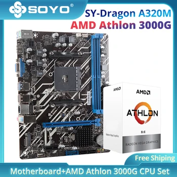 SOYO САЙ-Dragon A320M дънна Платка M. 2 Nvme/Sata PCI-E с процесор Athlon 3000 г Играят Игри Поддръжка на DDR4 AM4 Интерфейс Ryzen процесор/APU